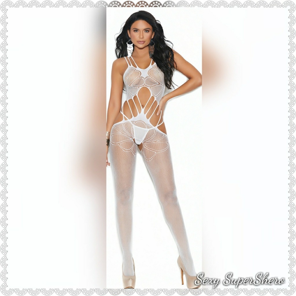 🆕Soft & Sexy White Crochet bodystocking Lingerie - Picture 4 of 6